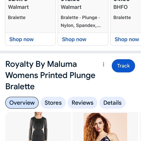 Royalty by Maluma NWT Printed Plunge Triangle Bralette Size Small - Picture 6 of 14